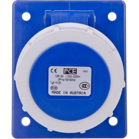 Prise de panneau coudée 16 A triphasée 230 V / 80 x 97 mm / bleue IP67 4132-6F8