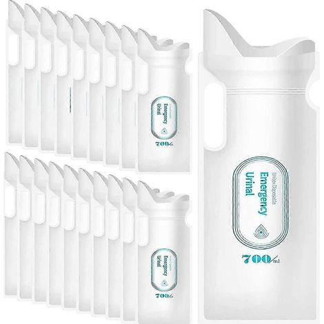 20 sacs à urine jetables, 700 ml chacun, adaptés au camping, aux situations d'urgence, aux embouteillages, etc. (1/5)