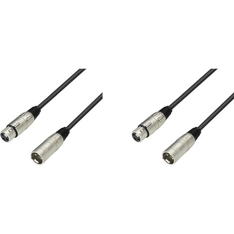 Lot de 2 Câble Micro XLR, Connecteur Femelle vers Mâle, Longueur 1 m, Usage Studio et Scène