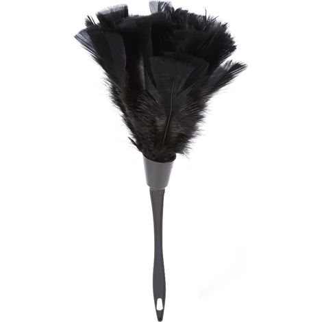 Plumeau en plumes de dinde douces avec manche noir, outil de nettoyage pour la maison, les meubles et la voiture (noir) (1/5)