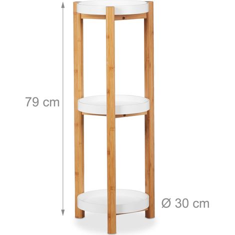 Scaffale per fiori rotondo decorativo moderno 3 livelli soggiorno cucina corridoio in bambù bianco 130004721
