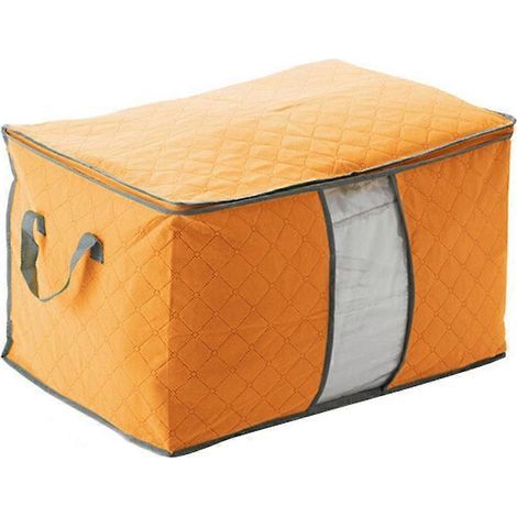 Grande boîte à oreiller pliable, sac de rangement pour vêtements et couvertures sous le lit, organisateur compact et peu encombrant (Orange)-Orange (1/3)
