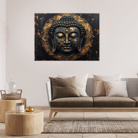 Wandbild Buddha Zen Spa schwarz und gold 60x40