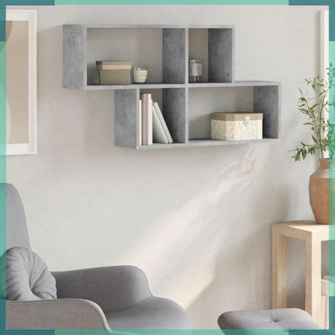 étagère murale - 848020 - gris béton - 100 x 20 x 53 cm - bois d'ingénierie (1/5)