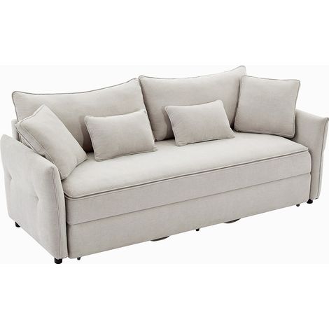 Divano letto 3 posti con seduta memory foam in Tessuto Beige - SITALA