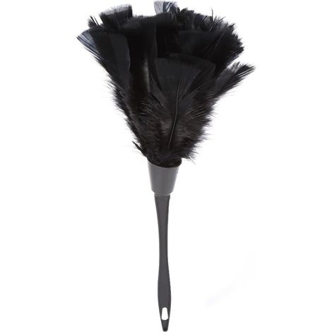 Plumeau à plumes - Plumeau à plumes de dinde, brosse douce avec manche noir, outil de nettoyage pour meubles, claviers et voitures (1/5)
