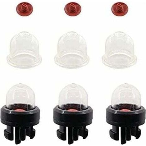 Set di 3 pompe di innesco per motoseghe Stihl FS38, FS40, FS45, FS50, FS55, FS75, FS80, FS85, compatibili con i marchi Ryobi, McCulloch e Husqvarna.