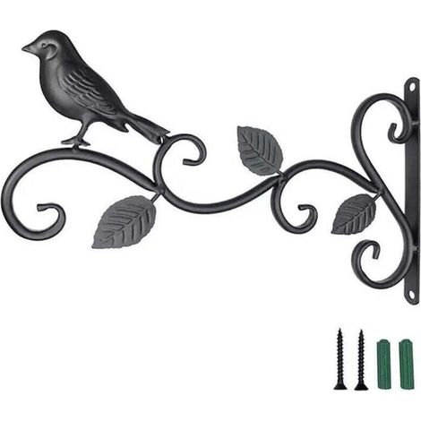 [JAMAIS UTILISÉ]Lot de 2 crochets pour panier suspendu, support en acier massif noir avec vis, support de suspension pour plantes d'extérieur, crochet mural pour plantes suspendues, mangeoire à oiseau