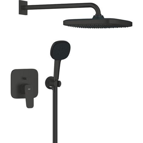 Set doccia a incasso Cubeo con soffione a pioggia Tempesta 250 nero opaco. (1/5)