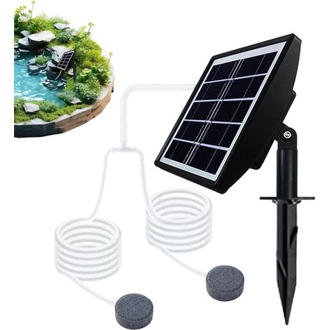Aérateur Solaire Bassin USB Rechargeable 2000mAh – Pompe à Air Autonomie Prolongée – Modèle Verre (1/4)