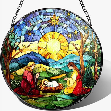 Attrape-soleil 12.5 cm – Vitrail motif religieux chrétien