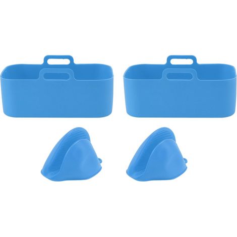 Lot de 2 Bacs en Silicone pour Friteuse Air Fryer Ninja DZ201 Foodi 8QT Rectangulaire Antiadhésif Résistant 230°C Bleu (1/5)