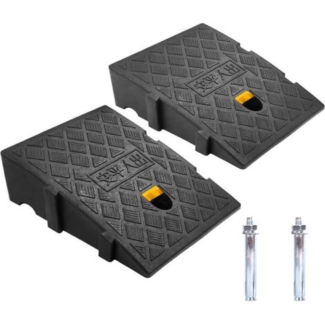 Rampes de Trottoir, en Plastique Robuste, 2 Pièces Portable Rampe Fauteuil Roulant de Porte pour Allée, Trottoir, Moto, Scooter, Voiture, avec 2 Boulons D'extension (1/5)