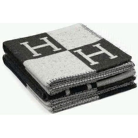Couverture/coussin/plaid en laine artificielle/cachemire chaud/chaud/jetée/couverture pour canapé/canapé/coloris : noir/blanc (1/2)