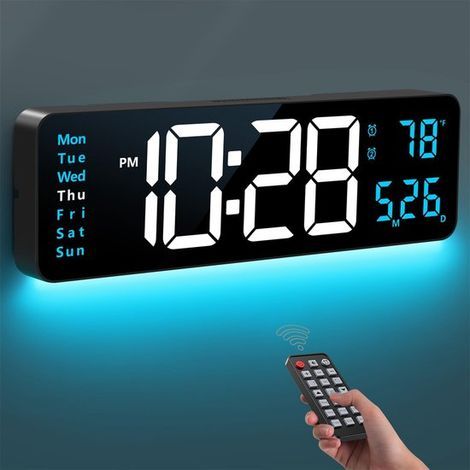 Réveil numérique à double alarme – Volume et luminosité réglables – Écran LED multicolore avec veilleuse – Fonction snooze et sauvegarde de la mémoire – Noir (1/5)