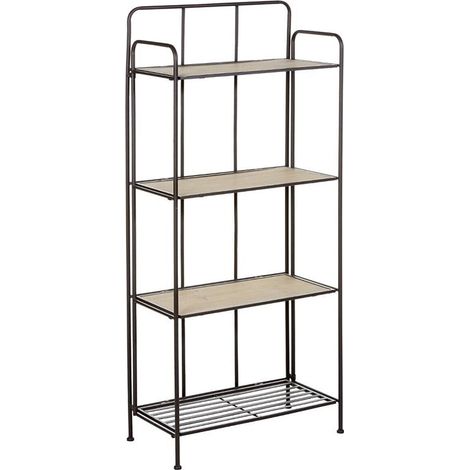 Etagère de Rangement Métal et Bois 4 niveaux H137cm - SILUMEN (1/4)