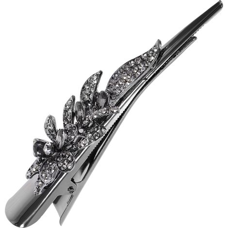 Fermaglio per capelli con strass, grande fermaglio per capelli retrò con cristalli, accessorio in metallo (1/4)