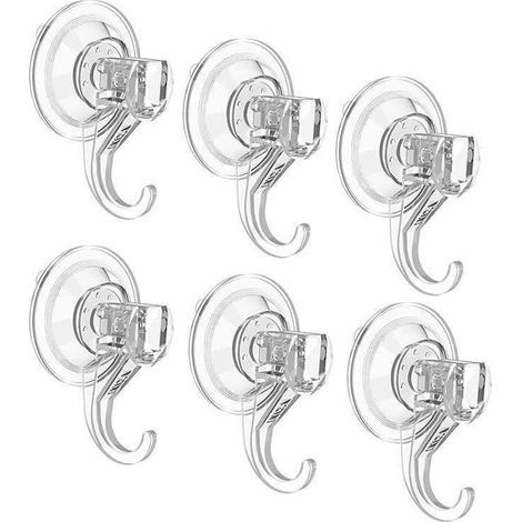 Crochet Ventouses Murale Transparents d’Aspiration, Charge de 3KG, en Plastique Porte Serviette Cintre Entrée Ustensile de Cuisine de Salle de Bain(6 Pack) (1/5)