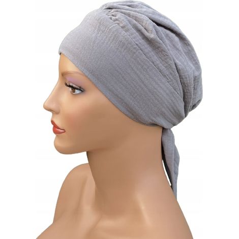 Tess 068 sciarpa da donna in mussola, cappello con volant, anche dopo la chemioterapia (1/5)