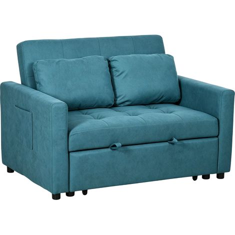 Convertible Sofa Bed, with Side Pockets, 120 x 84 x 86 cm, Blue (1/5)