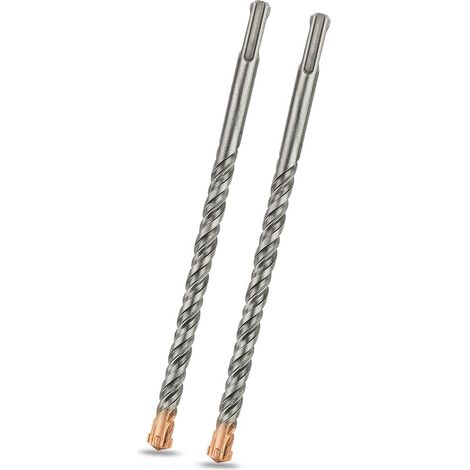 Foret SDS Plus 12mm x 200mm x 2pcs Idéal pour Percer Dans le Béton, Brique, Pierre, Maçonnerie - 4 pointes en carbure, Accessoire Marteau Burineur (1/5)