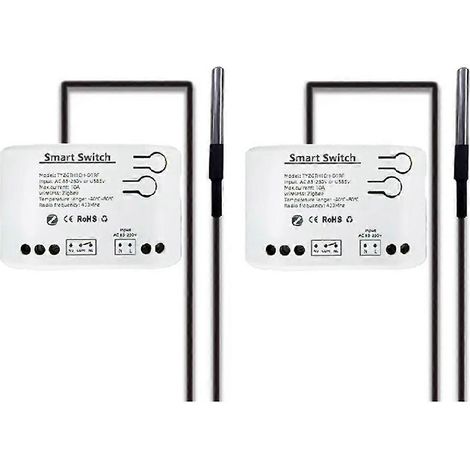 2er-Pack Tuya Zigbee Smart-Schalter mit Temperatursensor, passivem potentialfreiem Zigbee-Relais, kompatibel mit Home Assistant, AC85-250V. (1/5)