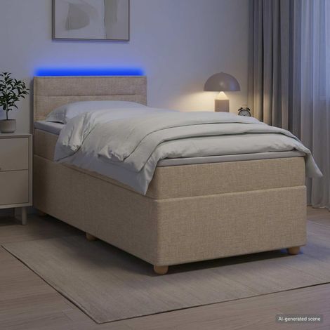 vidaXL Cama box spring con colchón Crema 100 x 200 cm Tela (1/5)