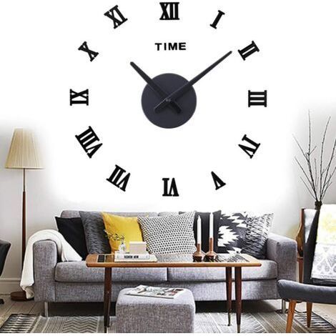 Modern DIY Large Wall Clock, 3D Mirror Sticker Silent Wall Clock, Modern Wall Clock Home Office Decorations (1/4)