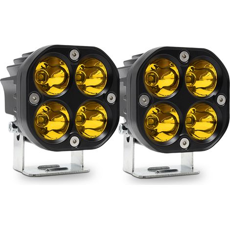 Feux de conduite LED, 2 PCS 3 pouces 80W lampes auxiliaires super lumineuses projecteurs pour voiture moto camion ATV UTV bateau (jaune) (1/5)