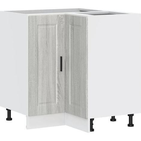 Mueble de cocina esquinero moderno con puertas prácticas espacio de almacenamiento 75,5 x 75,5 x 81,5 cm madera de ingeniería Sonoma gris 020050298 (1/5)