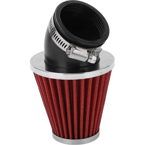 Filtre à air coudé 45° moteur, nettoyant conique 48mm diamètre intérieur, pour moto quad pit bike mini bike, rouge, réglage performance. (1/5)