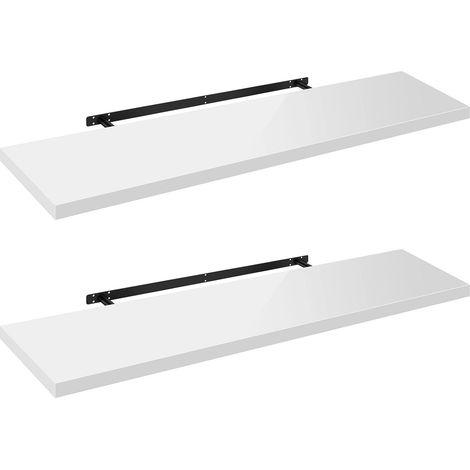 Lot de 2 Étagère Murale WOLTU, Tablette Murale, Étagère à Livres, Panneau de Bois, 110x22, 9x3, 8cm, Blanc, RG9483ws-2
