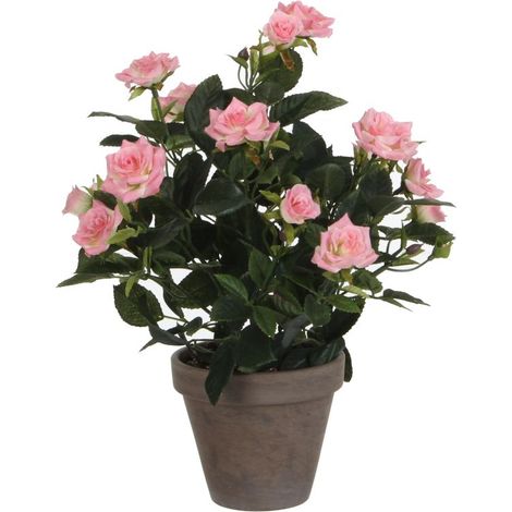 Mica künstlicher Rosenstrauch rosa im Blumentopf 33 x 25 cm Dekoblumen (1/3)