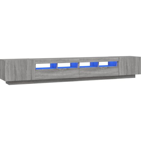 Ensemble de meubles armoire buffet TV télévision salon chambre séjour avec lumières LED 3 pièces sonoma gris