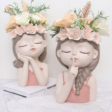Pot de fleurs féerique, petit pot pour succulentes en résine, cache-pot décoratif pour le salon avec fleurs séchées (1/5)