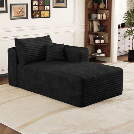 Canapé-lit d'angle gauche noir en tissu avec rembourrage en mousse OKWISH (1/5)