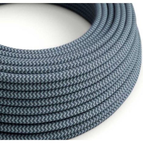 Cavo tessile al metro creative-cables in cotone grigio pietra e blu rz25 2x0,75mm - xz2rz25 (1/4)