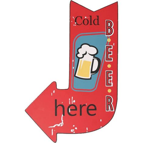 Plaque en bois rouge Cold Beer Here
