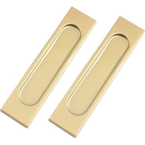 Sollbry Poignée de porte coulissante rectangulaire autocollante, 4 poignées affleurantes non affleurantes en alliage d'aluminium, convient aux portes coulissantes (or, 148 × 35 mm) (1/3)