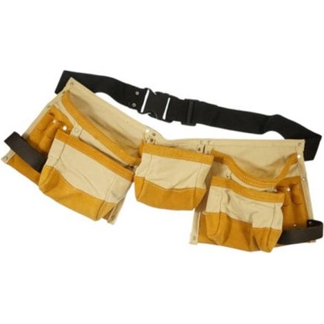 Ceinture Sacoche Porte Outils 55x20 cm - Cuir et Canvas - Pratique et Durable - Résistance et précision - Beast