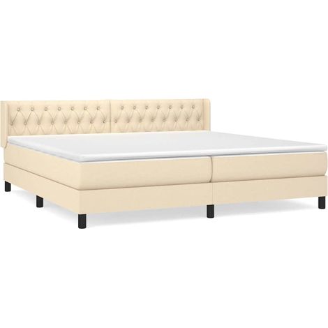 Maison Exclusive - Giroletto a Molle con Materasso Crema 200x200 cm in Tessuto (1/5)