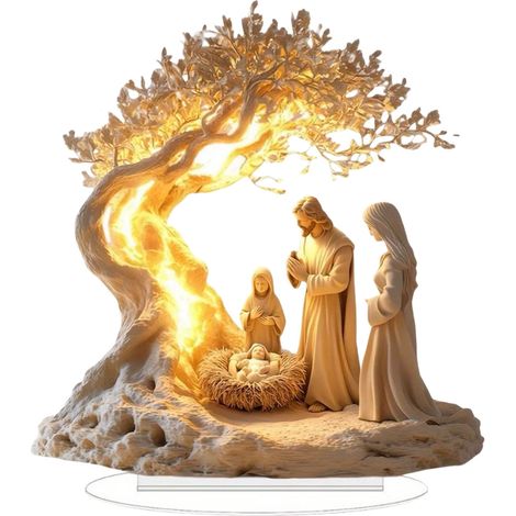 Figurine Naissance Jésus - Acrylique Transparent - Décoration Intérieure Maison Crèche - Lot de 1 (1/5)