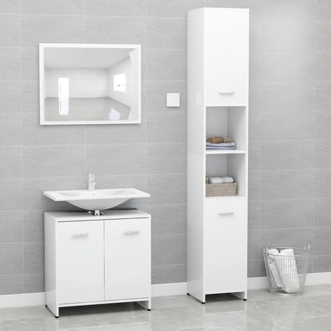 vidaXL Set Mobili da Bagno 3 pz Bianco in Truciolato (1/5)