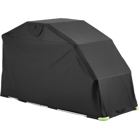 Abri moto 279x109x160 cm, tente garage relevable en Oxford 600D, avec serrure et fenêtres ventilées, protection toutes saisons, noir. (1/5)
