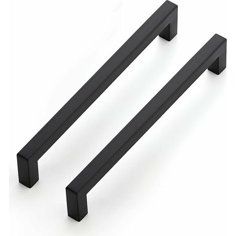 Lot de 10 poignées de meuble noires de 192 mm pour armoires de cuisine, poignées de tiroir en acier inoxydable, poignées de porte noires pour armoires de cuisine (1/5)