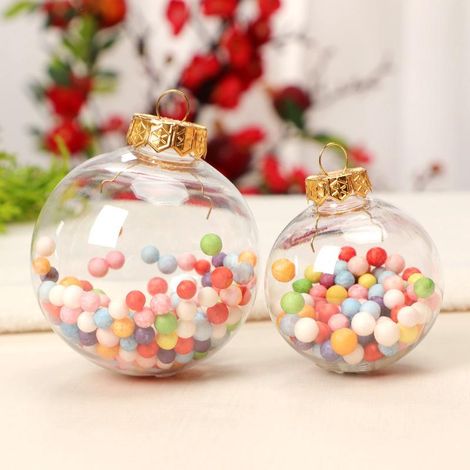 Pack de boules de Noël pour décorations de sapin de à remplir et à décorer DIY couleur 8 cm 20 Or (1/5)