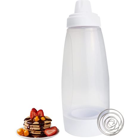 Shaker Crepes Distributeur Pate Presser Bouteille avec Boule de Mélange pour Pancakes Gaufre Takoyaki Vinaigrette (1/5)