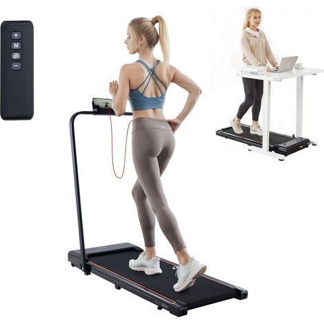 Tapis de Course sous Bureau, Tapis de Marche Pliable et Portable, 2,5 HP, Vitesse 1-10 km/h, Capacité de Charge 120 kg, avec Poignée, Télécommande et Écran LED, pour Maison, Bureau, Gym (1/5)