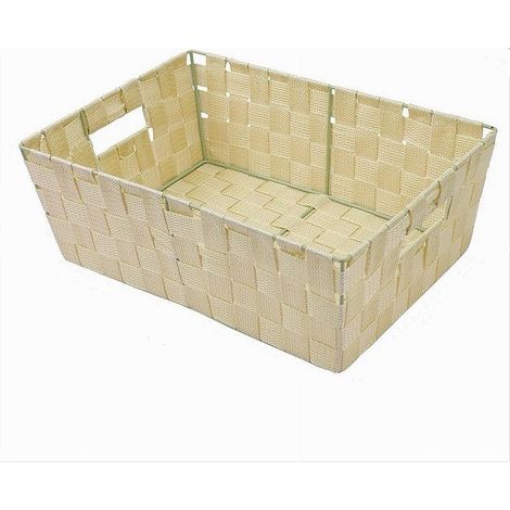 Trade Shop - 38X26X13 CM GEWEBTER STOFFKORB MIT BEIGEN GRIFFEN 79033 -