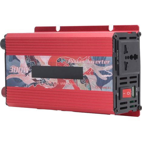 300W 12V auf 220V Sinus-Wechselrichter für Kfz-Stromversorgung mit 2,0A USB-Anschluss, LCD-Bildschirm und Solarladegerät (Rot) (1/5)